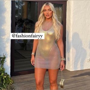 Zara New Diamanté Shimmer Dress